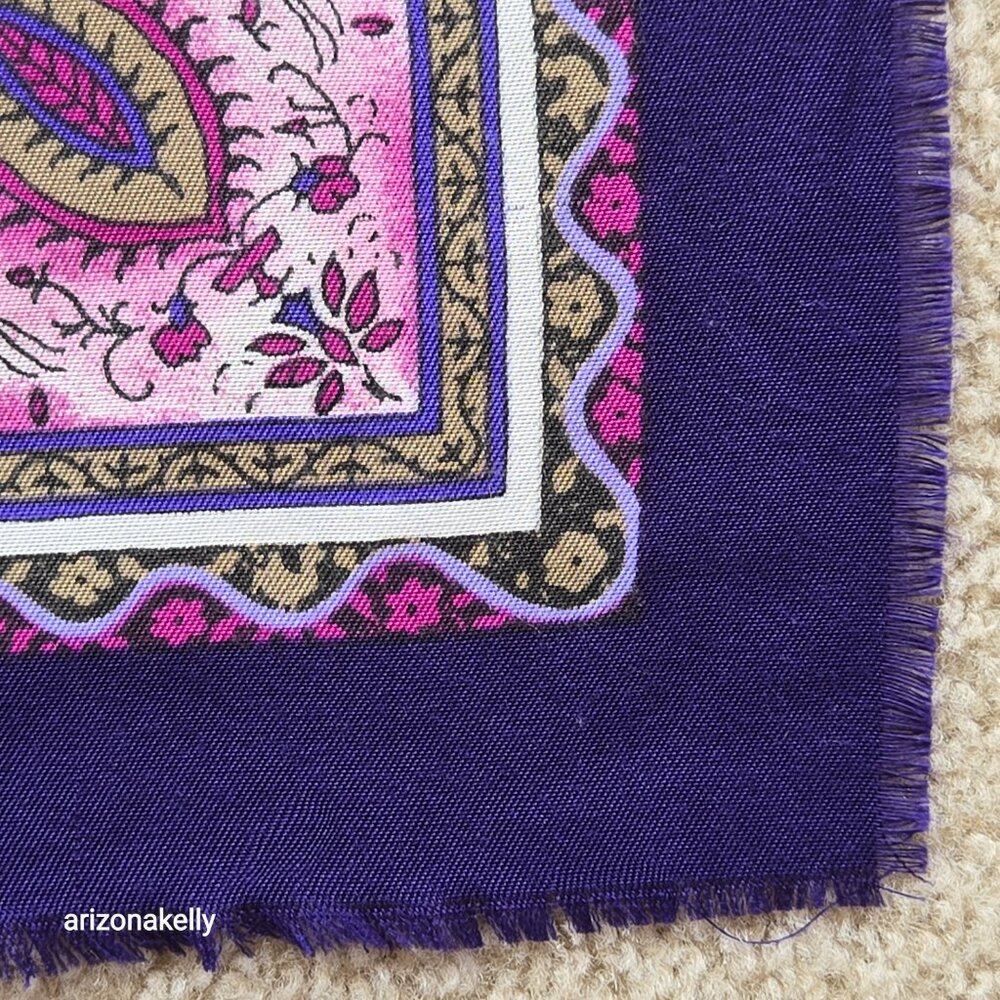Wool Scarf Lightweight Pink Purple Floral - Picture 4 of 13